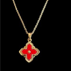 Gold and Red  Pendant Necklace
